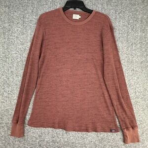 Faherty Thermal Shirt Mens M Brown Rust Waffle Knit Crewneck Long Sleeve Top‎